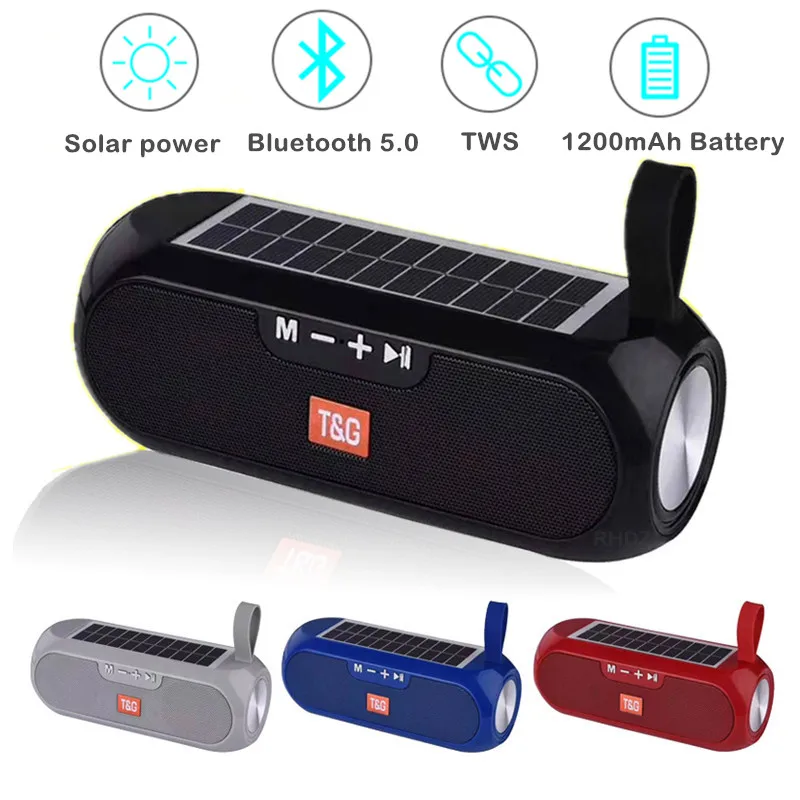 Портативный Bluetooth-динамик на солнечной батарее Беспроводная колонка музыкальный