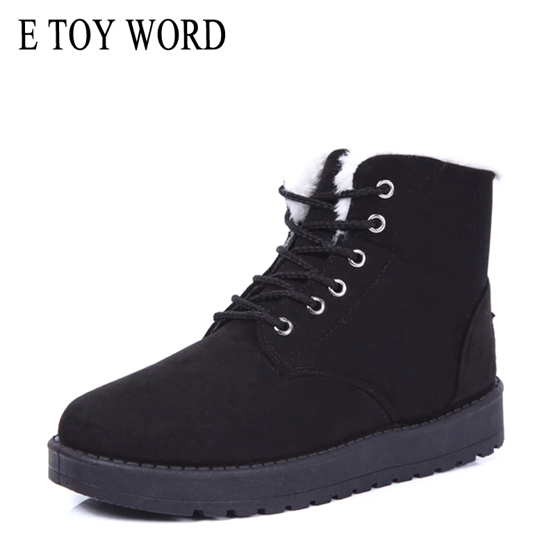 

E TOY WORD Boots women cotton shoes 2019 new lace up Martin boots winter plus velvet platform boots women's student snow boots