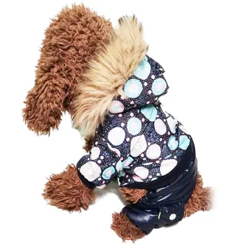 

Pet Warm Clothing Pet Autumn Winter Hoodies With Fur Neck Pet Cotton Down Jacket Pet Jumpsuit for Chihuahua Puppy Dog Apparel M