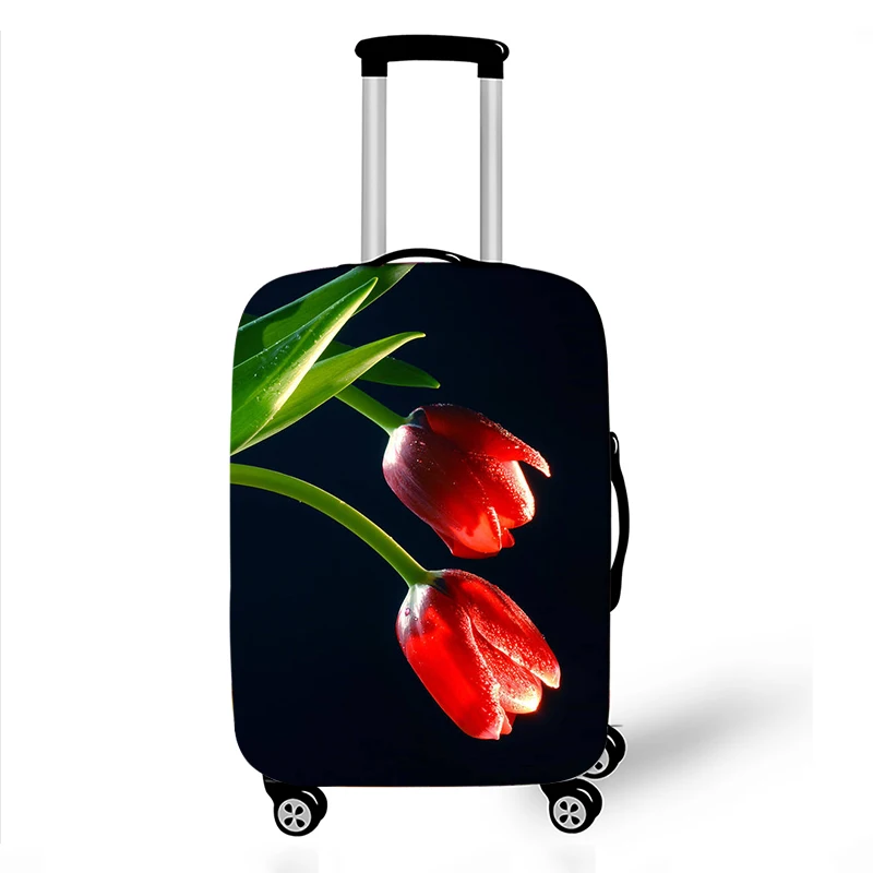 Tulips Print Luggage Cover Spring Flower Pattern Suitcase Covers High Elastic Travel Trolley Protective Organizer
