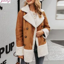 Винтажное замшевое лоскутное кожаное пальто, Женское пальто на пуговицах с карманами, теплое осенне-зимнее уличное Женское пальто