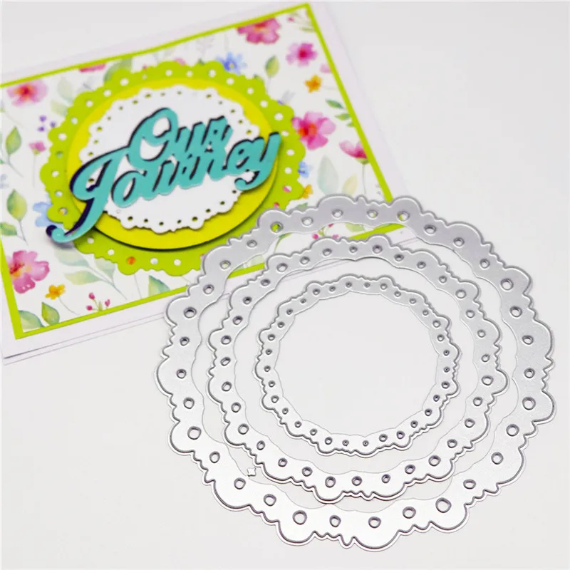

DiyArts Nested Stitched Round Circle Frame Metal Cutting Dies DIY Etched Dies Craft Paper Card Making Scrapbooking Embossing