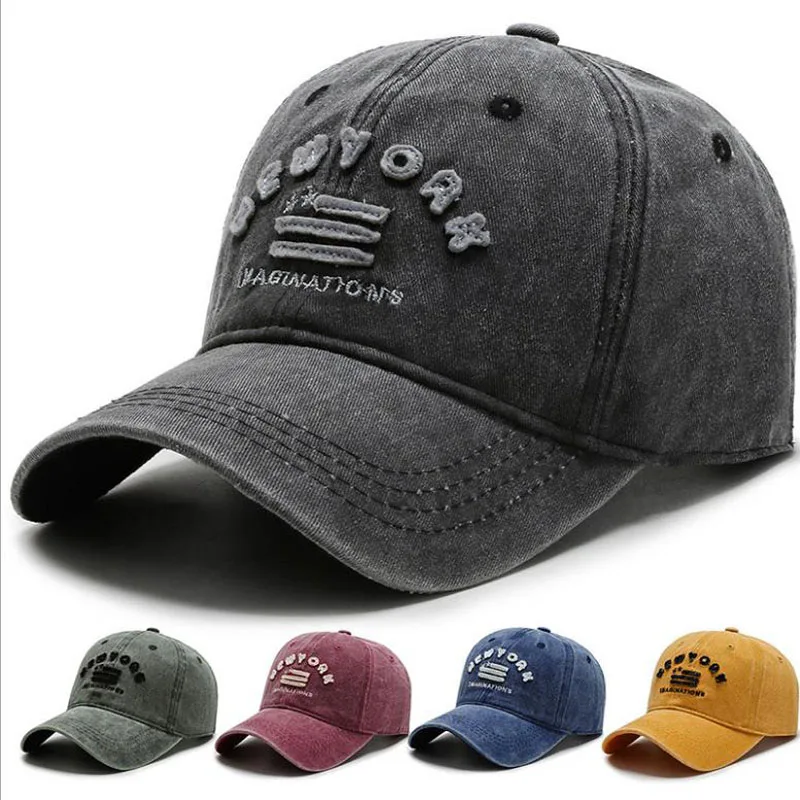 

Men's Baseball Caps New York Washed Cotton Baseball Dad Hat Trucker Cap Summer Cap Bone
