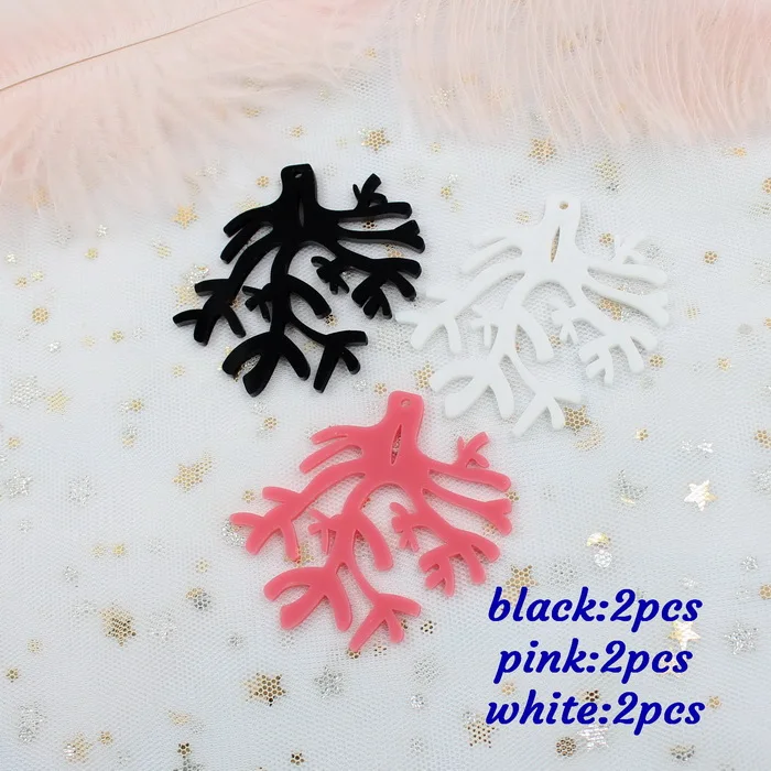 Black set-6pcs 60 мм акриловые серьги в виде дерева, блестящие матовые зеркальные серьги-капли, высокое качество, экологичный акриловый лазерный вырез 2,"-AC1580 - Цвет: Black set-6pcs