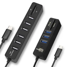 Мульти usb-хаб 3,0 USB разветвитель Mini USB 3,0 концентратор USB 3 порта концентратор Тип C SD кард-ридер высокоскоростной C Hab адаптер для ПК Аксессуары