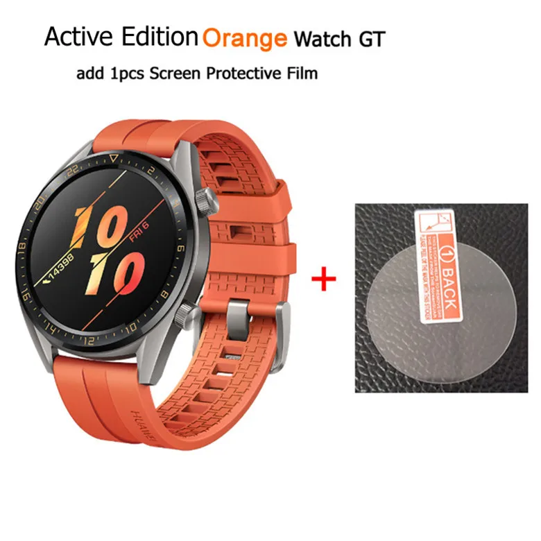 HUAWEI WATCH GT Active Edition умные спортивные часы 1,3" AMOLED цветной экран Heartrate gps для плавания, бега, велоспорта, сна - Цвет: Active Orange n film