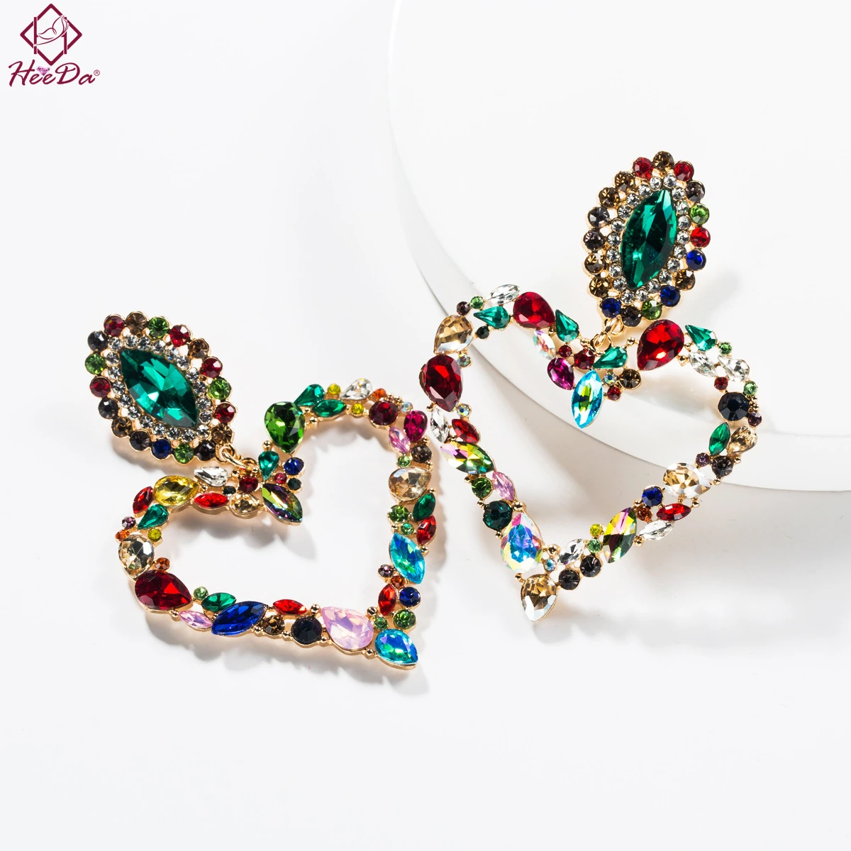 

Kpop Fashion Hyperbole Elegant Set Auger Heart Stud Earrings Women Korean Graceful Joker Ear Decoration Party Acrylic Jewelry