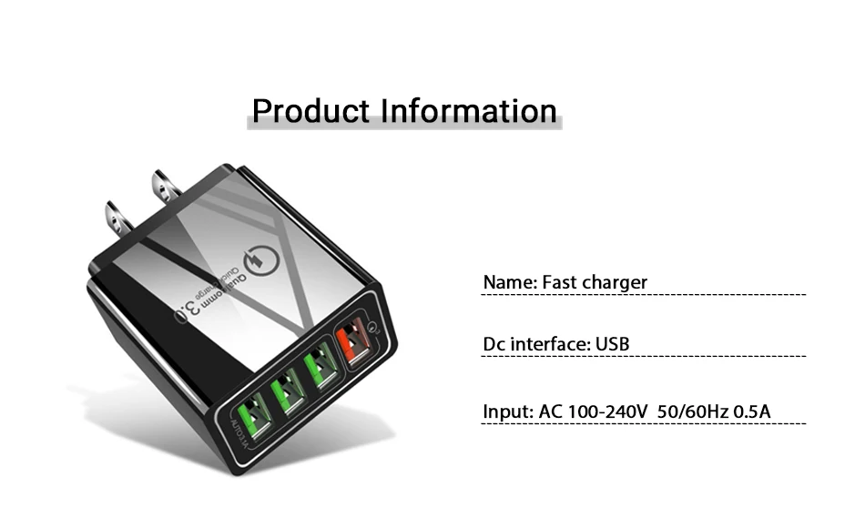 Быстрая зарядка 4,0 3,0 4 порта USB зарядное устройство USB быстрое зарядное устройство QC3.0 для Xiaomi iPhone настенное зарядное устройство для мобильных телефонов EU US UK переходник