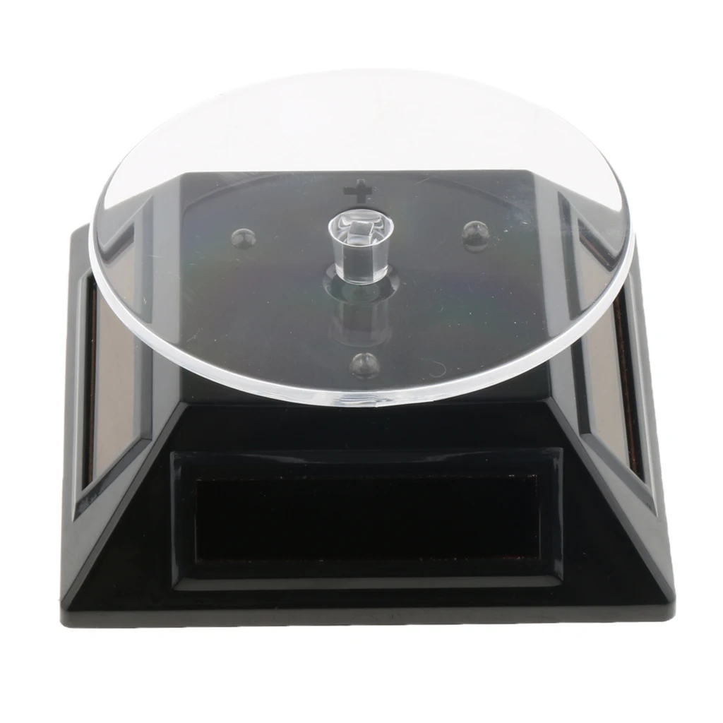 Solar Power Rotating Display Stand Turn Table Plate Jewellery Watches Black