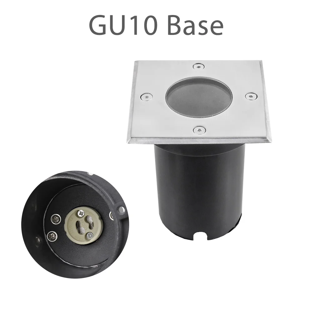 Наземный светильник 12 в 85-265 в светодиодный подземный светильник s водонепроницаемый лестничный наружный напольный встраиваемый светильник ing Spot Deck наземные светильники - Испускаемый цвет: Round GU10 Base