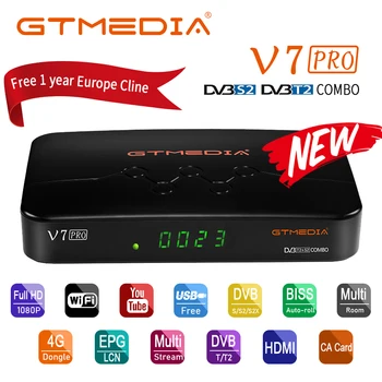 

GTMEDIA V7 PRO Satellite TV Receiver DVB-S/S2/S2X+T/T2 Support CA Card Slot YouTube With Europe Cline Satellite Decoder