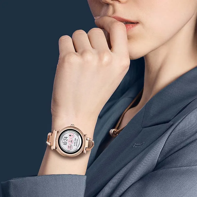 Correa de acero inoxidable + diamante para reloj inteligente Michael Kors  (MK), de acceso para mujer, Sofie / Sofie HR / Runway - AliExpress Relojes  de pulsera