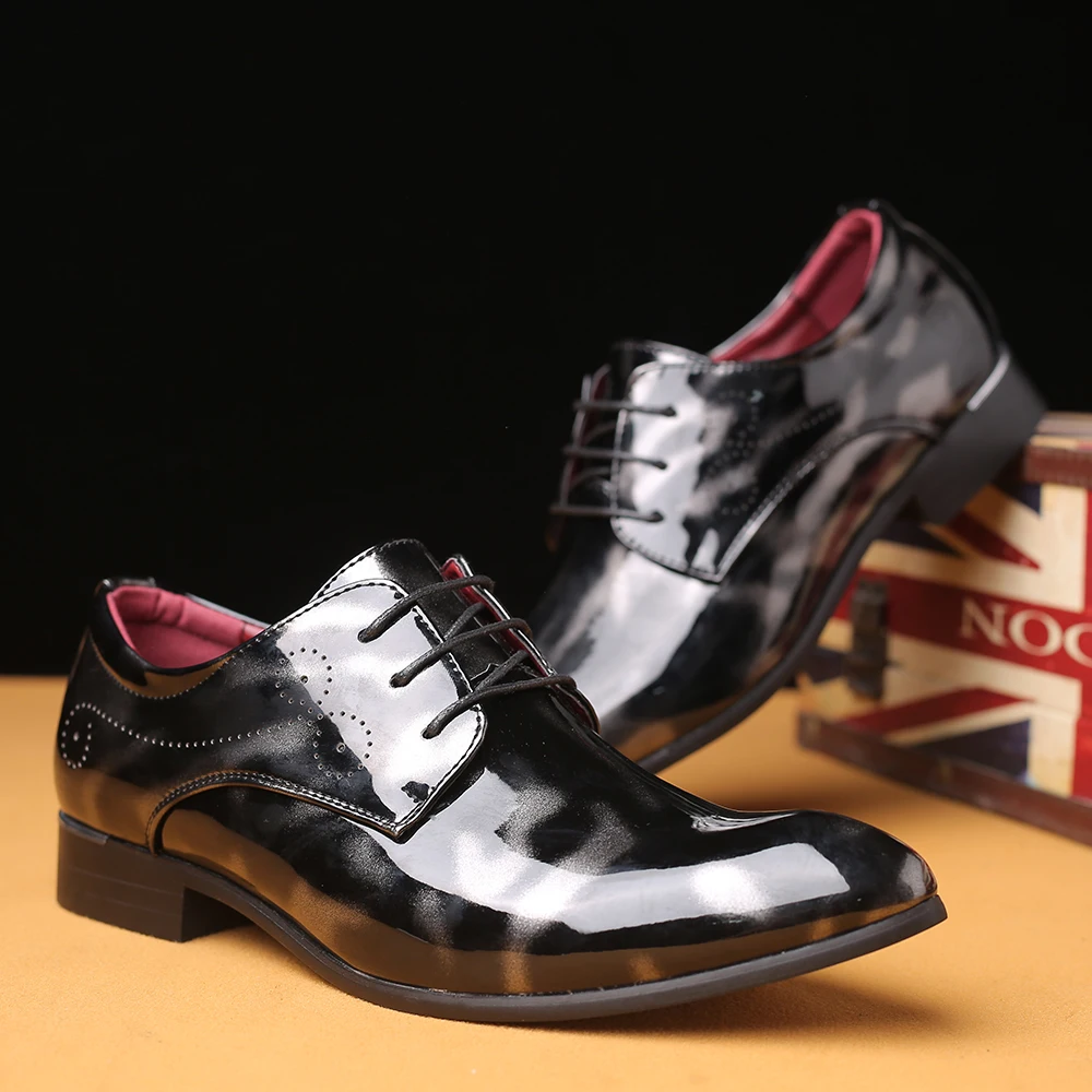 Нарядные туфли для мужчин модельные лоферы из лакированной кожи мужские итальянские ботинки Свадебная обувь мужские Элегантные классические вечерние оксфорды