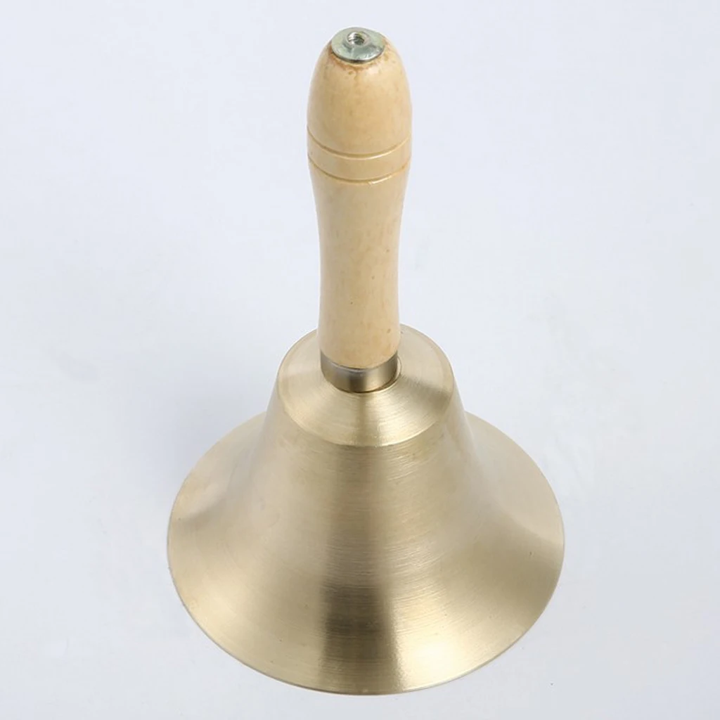 Vintage Copper Handbell Hand Shaking Jingle Bell Wood Handle Craft Gift | Спорт и развлечения