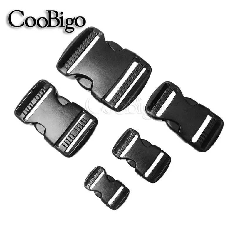 

5pcs 3/4" ~ 2" Plastic Side Release Buckles Dual Adjustable Slim waist Molle Tactical Backpack Dog Straps Webbing Belt Buckle