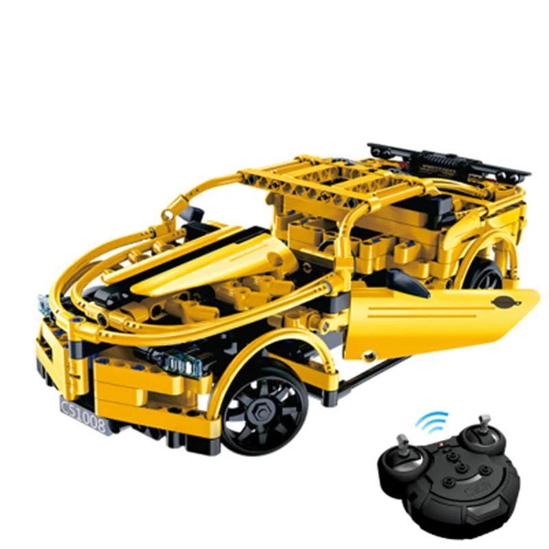 

C51008 Remote Control Building Block Yellow Super Sport Cars Electric Power Function car sets bricks Kids children gift