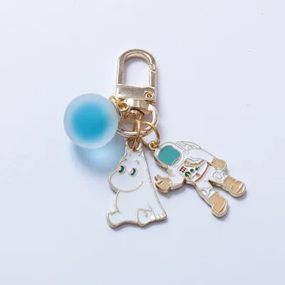 Moomin Mummi брелок Новое поступление модный унисекс Бегемот персонажа плюшевый брелок романтическое желтое металлическое кольцо для ключей - Цвет: Moomin