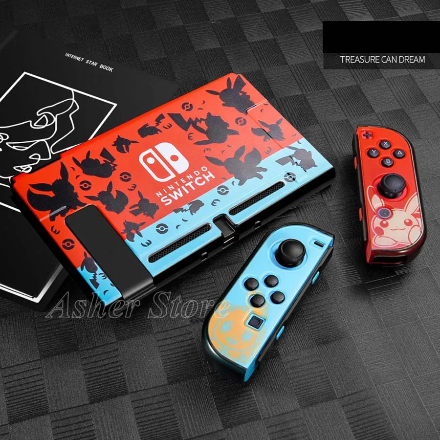 4 Nintendo switch шаблон Защитный чехол красочный жесткий корпус+ 4 Аналоговые крышки для nintendo Switch консоли Joy-con аксессуары - Цвет: 4