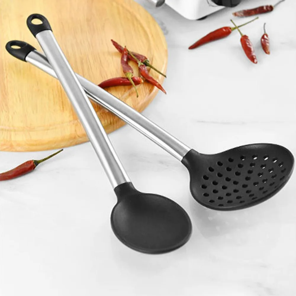 8PCS Stainless Steel Food Grade Silicone Cooking Spoon Soup Ladle-Egg Spatula Turner Kitchen Tools Cooking Utensil Set