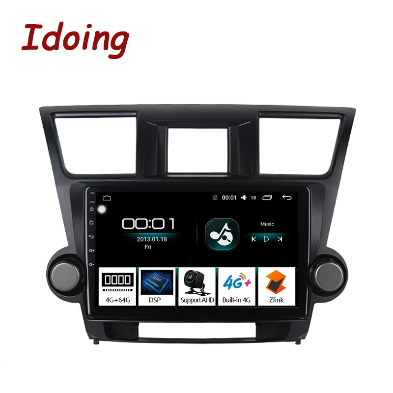 Top Idoing 9" 4G+64G Car Radio Multimedia Android 8.1 Video Player Navigation GPS For Toyota Highlander 2 XU40 2007-2014 NO 2DIN DVD 1