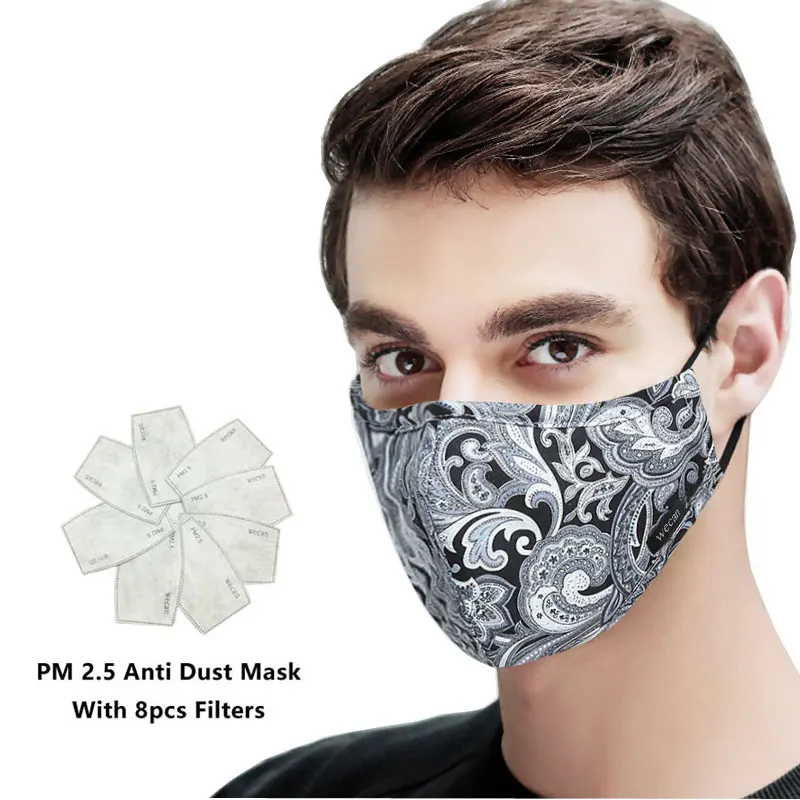 korean Cotton Anti Dust Mouth Face Mask Kpop Unisex mask with 8pcs Carbon Filter Medical KN95 Anti PM2.5 Black Mouth-muffle Mask