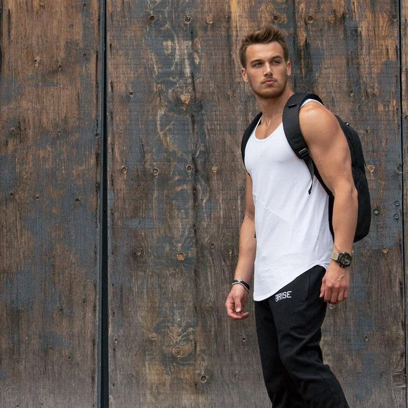

New Summer Men's Sports Slim Breathable Stretch Leisure Comfortable Simple Simple Color Sleeveless Fitness Gym Vest Sportswear