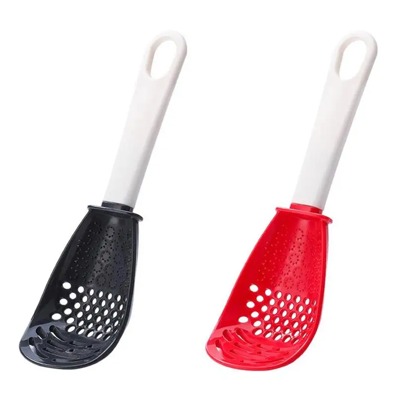 2Pcs Multifunctional Kitchen Cooking Spoon Heat-resistant Hanging Hole Innovative Potato Garlic Press Colander Spoon dropshippin 