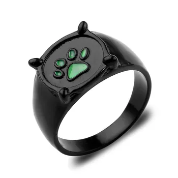 

GTQ Fashion Jewellery Ladybug Cat Noir Cartoon Noir Green Pawprint Ring men and women Jewelry Christmas Gift