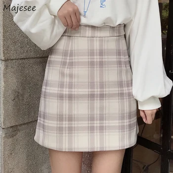

Mini Skirt Women High Waist Harajuku Mini Plaid Skirts Womens Korean Fashion Students Elegant Casual Slim Kawaii All Match Soft