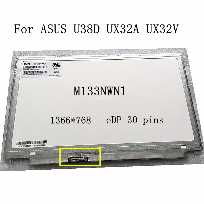 Per Asus Zenbook Ux32A Ux32V U38D Schermo Lcd Per Laptop Panel1366X768 Wxga Hd Edp 30 Pins Sostituzione Matrice Notebook