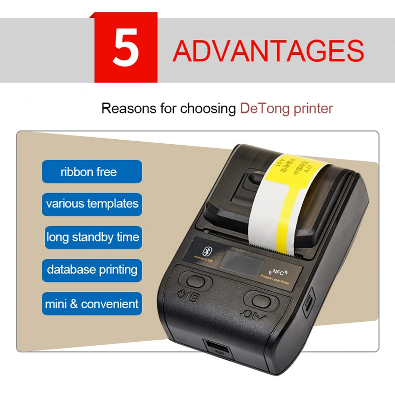 Portable Bluetooth Thermal Label Printer Mini 58/80mm Receipt Printer For Mobile Android iOS/Windows