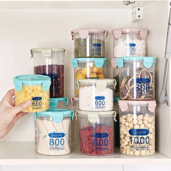 

Three Colors 600/800/1000 Ml Kitchen Storage Box Sealing Food Storage Container Preservation Plastic Fresh Pot Container