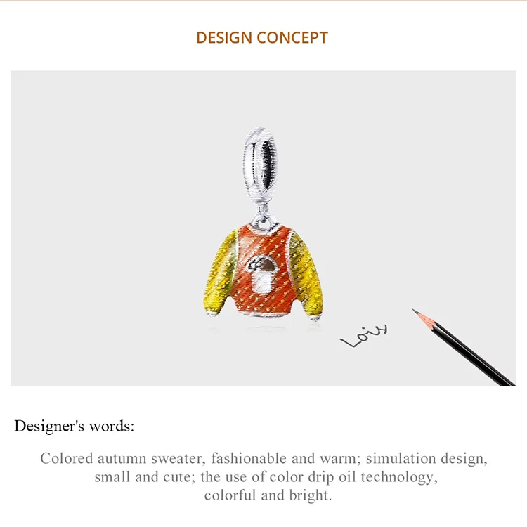 Warm Sweater Dangle Charm for Pandora Bracelet | S925 Sterling Silver | Go Glam Girl 11 Warm Sweater Dangle Charm for Pandora Bracelet | S925 Sterling Silver | Go Glam Girl - Show your style with the Pumpkin Pie Charm. Hand-finished in sterling silver, this charm features a colorful enamel sweater in yellow and orange with a cute little mushroom as a stamp on the sweater. This exquisite and unique charm will bring mood and beauty to your day. Perfect gift for mom, sister, grandmother, friend or yourself. | 🚚 Free Standard Shipping 7-30 days | 🥇 Top Quality Product | 💎 100% S925 Sterling Silver | 🛡️ 100% Safe & Secure checkout