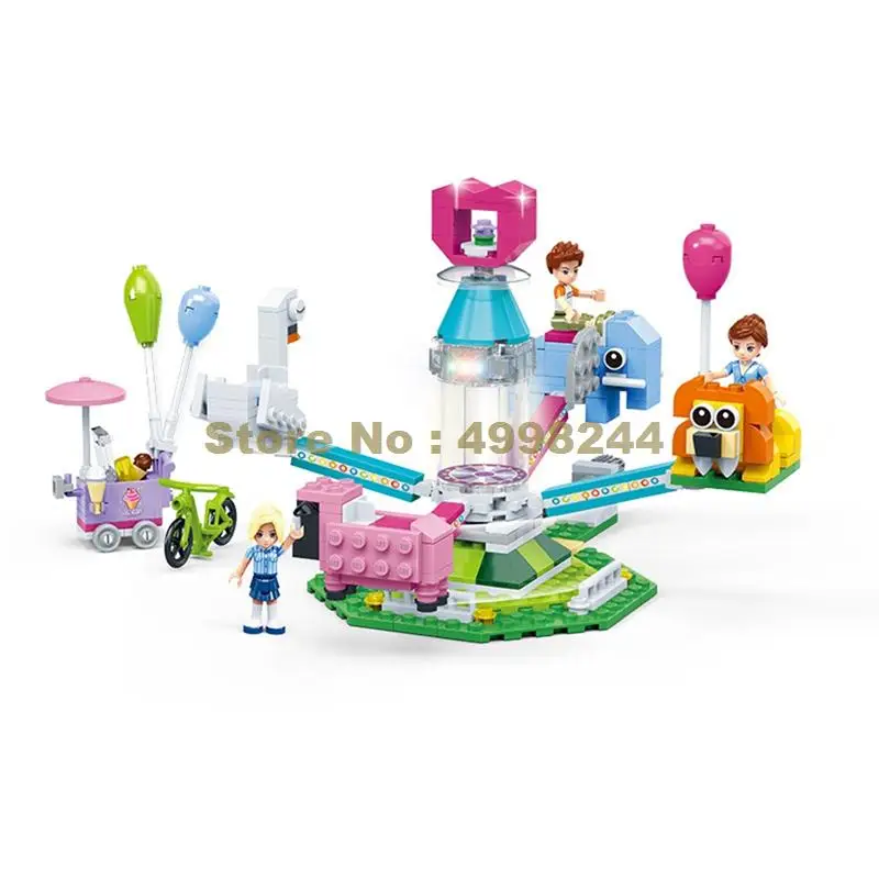 

9612 299pcs city girls friend amusement park carrousel merry-go-round animal gudi building blocks Bricks Toy