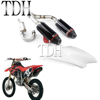 Complete Dual Muffler Exhaust System Twin Pipe Silencer with Rear Air Cover For Honda CRF150F CRF230F 2003-2016 Dirt Bike Enduro