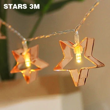 

Bright Clear Wire LED Fairy Light String Hearts Stars Christmas Decor Warm White Battery Powered Outdoor Indoor Iron Art DIY