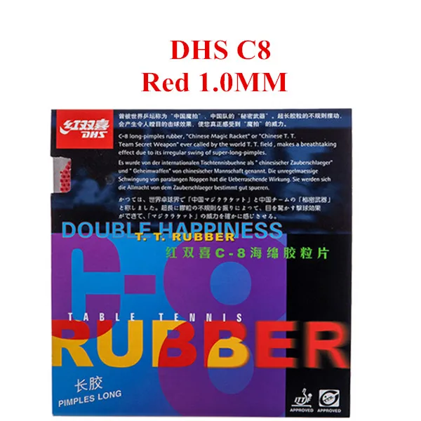 Red 1.0mm Плайя PingPong 1x DHS C8(защита/петля/спин) длинный Pips-Out Настольный теннис Резина без губки OX - Цвет: Red 1.0mm