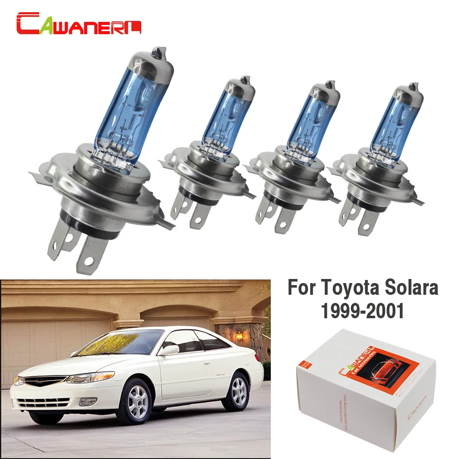 

Cawaner 4X100W H4 авто галогенная лампа 4300K 12V Высокая Мощность автомобилей головной светильник Hi/короче спереди и длиннее сзади) луч для Toyota Solara 2-двери 1999-2001