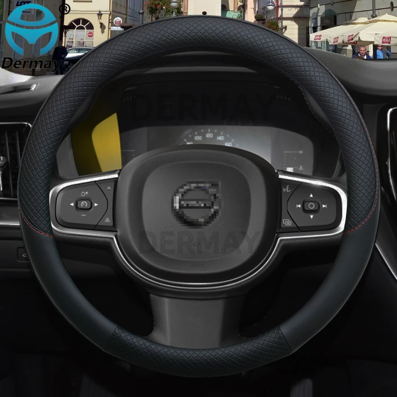 100% DERMAY бренд кожаный чехол рулевого колеса автомобиля для Volvo V70 XC90 XC60 XC40 V90 V60 V50 V40