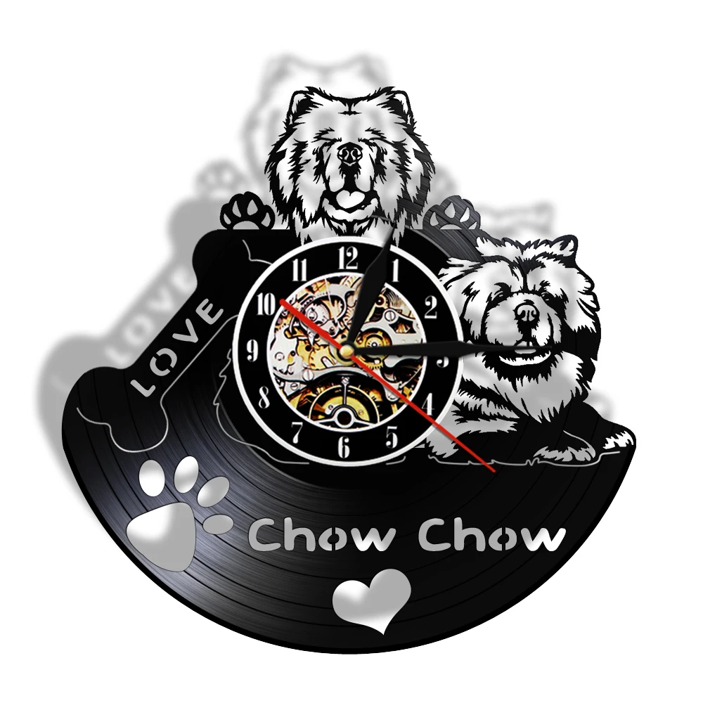 Chow Fall in Love современные бесшумные настенные часы с виниловой пластинкой Songshi Quan chowdrin LP часы с записью собаки, подарки для собаки