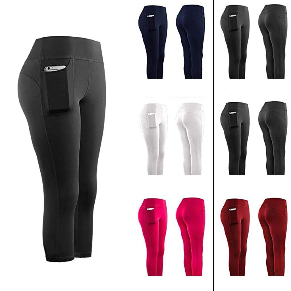 Women Sports Pant Running Active Lounge Jogger Capris With Side Pockets Feeling Leggings Stretch Quality Pantalones Mujer #T1P Women Sports Pant Running Active Lounge Jogger Capris With Side Pockets Feeling Leggings Stretch Quality Pantalones Mujer #T1P