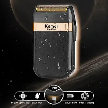 

KEMEI Men Shaver Trimmer Razor USB Electric Rechargeable Shaving Machine Twin Blade Fast Shaving Accessories Face Body Razors