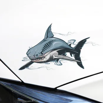 

3D Scary shark Car Rearview Mirror Reflective Stickers Bear Scratches Car Styling Car Body Decoration Motrocycle Accessories