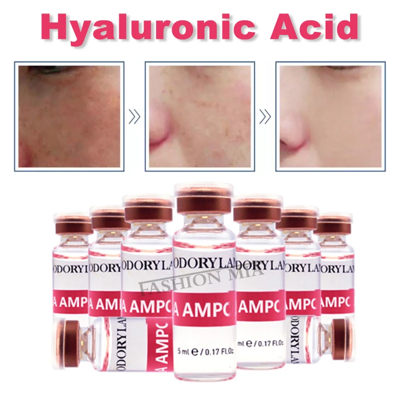 Ampolla de ácido hialurónico reticulado Micro Molecular puro, 5ml, mesoterapia, colágeno HA, suero blanqueador para piel