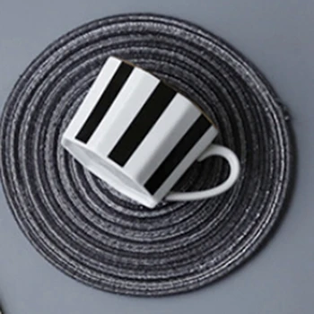 

6Pcs Round Design Table Ramie Insulation Pad Solid Placemats Linen Non Slip Table Mat Kitchen Accessories Decoration Home Pad Co