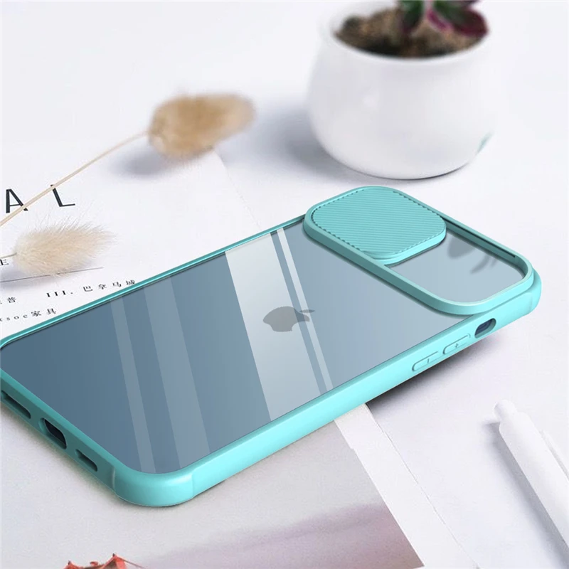 cool iphone 12 mini cases Slide Camera Lens Protection Case For iPhone 11 12 13 Mini Pro XS Max X XR 6 6S 7 8 Plus SE2 Transparent Shockproof Bumper Cover case iphone mini 12