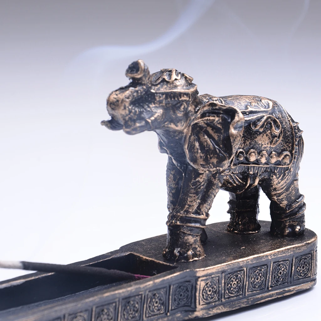 Elephant God Design Incense Burner Holder Resin Figurine Home Decor Crafts for Car Yoga Room Ornament