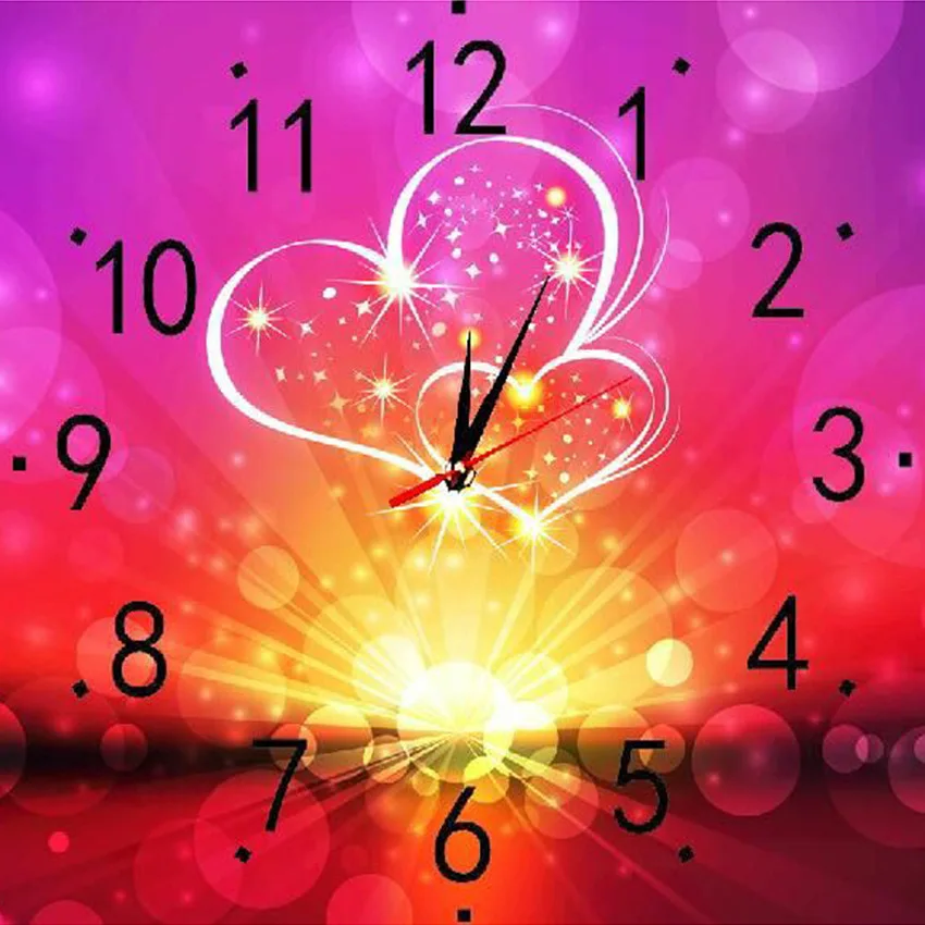 

Living Room Cross Stitch Clock 5D Diamond Painting Full Of Diamond Painting Heart Can Be Customized Factory Wholesale wall clock