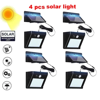 

4pcs 30 leds solar light split panel led lamp waterproof motion sensor 3 modes wall security street deck fence lights for home