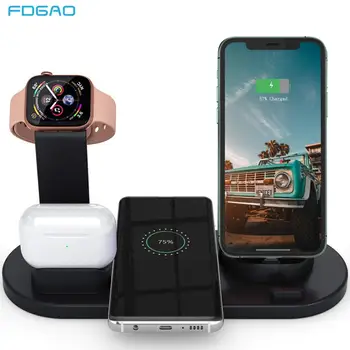 Fdgao 4 in 1 Senza Fili di Ricarica Dock Station per Apple Osservare 5 4 3 2 1 Iphone 11 X Xs xr 8 Airpods Pro 10W Qi Veloce Del Caricatore Del Basamento